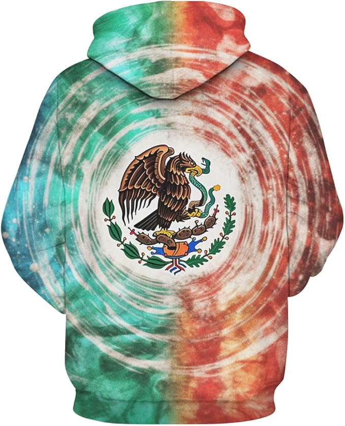 Mexico Hoodie National Symbols Of Mexico Graphic Hoodie Red Blue Unisex - Cozy Hoodie For Cold Weather