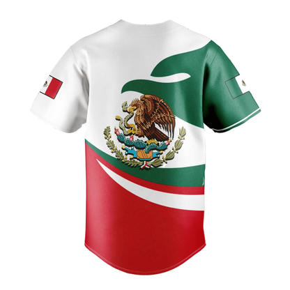 Mexican Baseball Jersey Coat of Arms of Mexico Jersey Shirt Red White Green Unisex Adult New Release