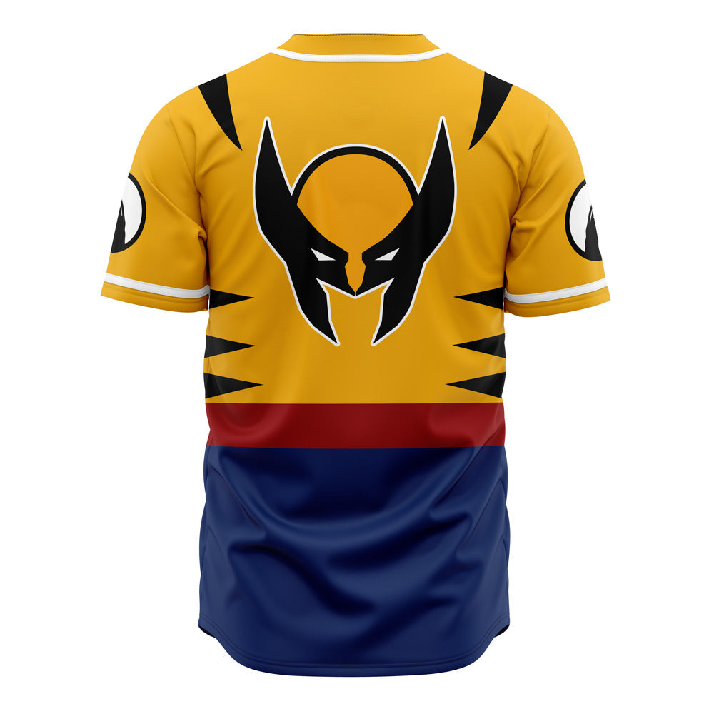 Marvel Jersey Marvel Superhero X-man Wolverine Suit Costume Yellow Blue Jersey Shirt Baseball Wolverine Baseball