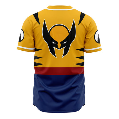 Marvel Jersey Marvel Superhero X-man Wolverine Suit Costume Yellow Blue Jersey Shirt Baseball Wolverine Baseball