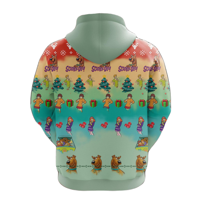 Scooby Doo Hoodie Scooby Doo Happy Holiday Christmas Pattern Hoodie Colorful Unisex - Cozy Hoodie For Cold Weather
