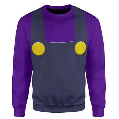 Super Mario Costume Hoodie Game Character Waluigi Costume T-Shirt Purple Unisex Adults - Trendy Gift For Men & Women