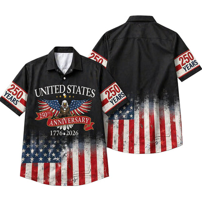 USA Flag 250th Anniversary Hawaii Shirt Eagle 1776-2026 Patriotic Style