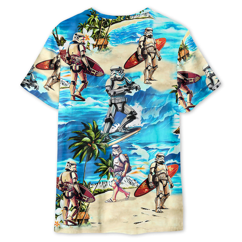 Starwars Stormtrooper Surfing - 3D T-shirt