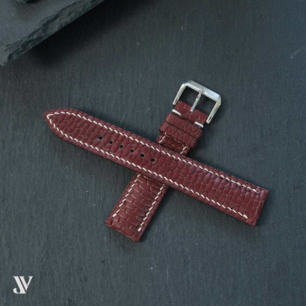 Burgundy Beaver Leather Watch Strap — original product photo
