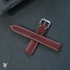 Burgundy Beaver Leather Watch Strap — original product photo