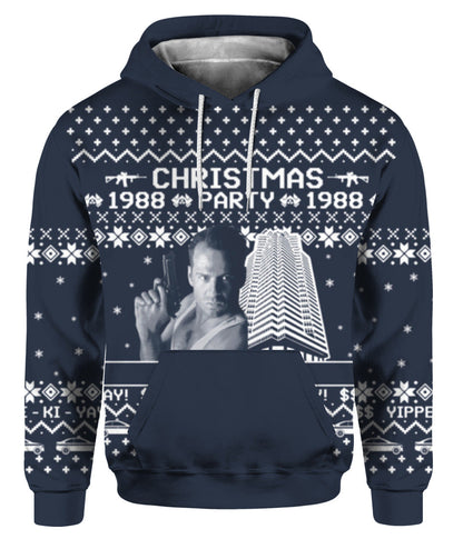 Die Hard Hoodie Christmas Party 1988 Hohoho Yippee Ki Yay Die Hard T-Shirt Black White Unisex - Trendy Gift For Men & Women