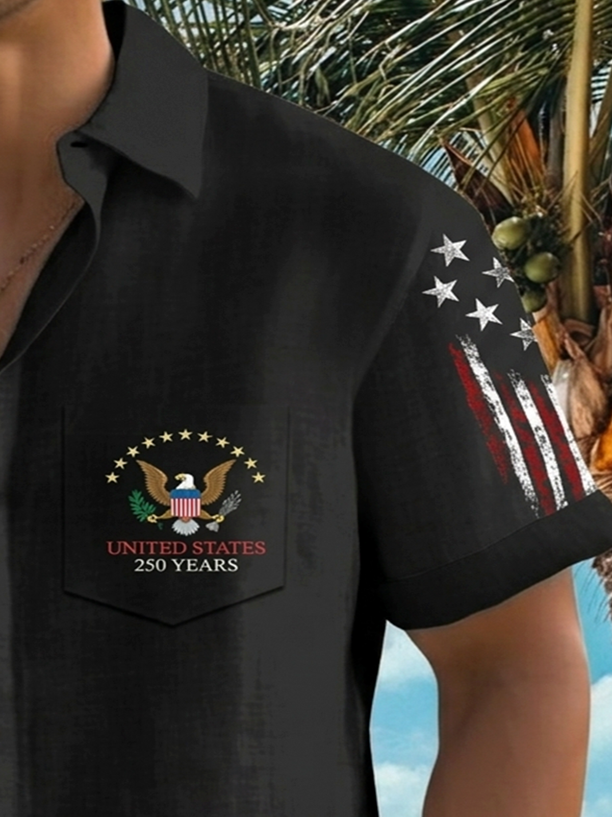 Alohadaddy® Men's Holiday USA 250th Anniversary & Bald Eagle Button Down Short-Sleeve Big & Tall