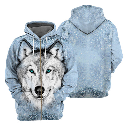 White Blue Wolf - All Over Printed Shirt