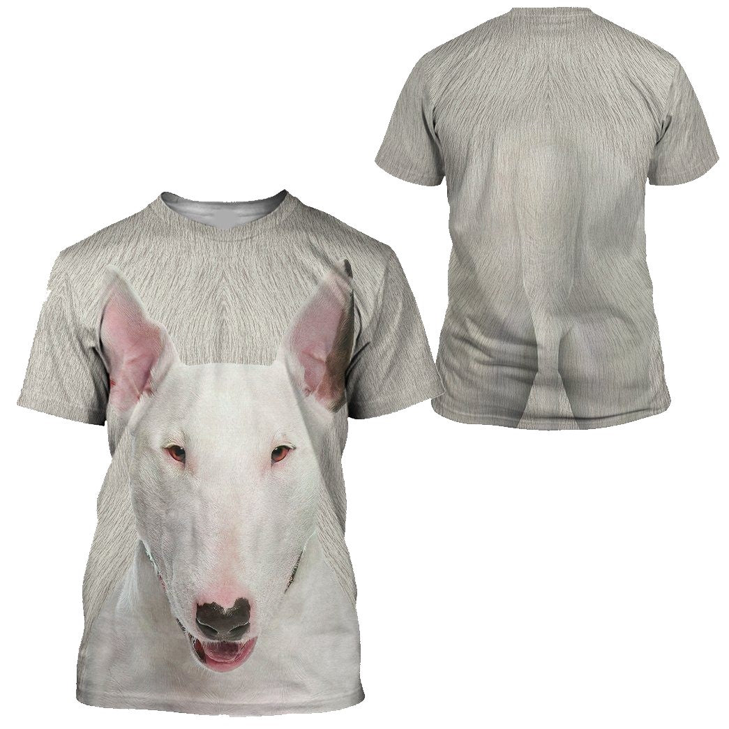 Dog Hoodie Bull Terrier Dog Front And Back T-Shirt White Unisex - Trendy Gift For Men & Women