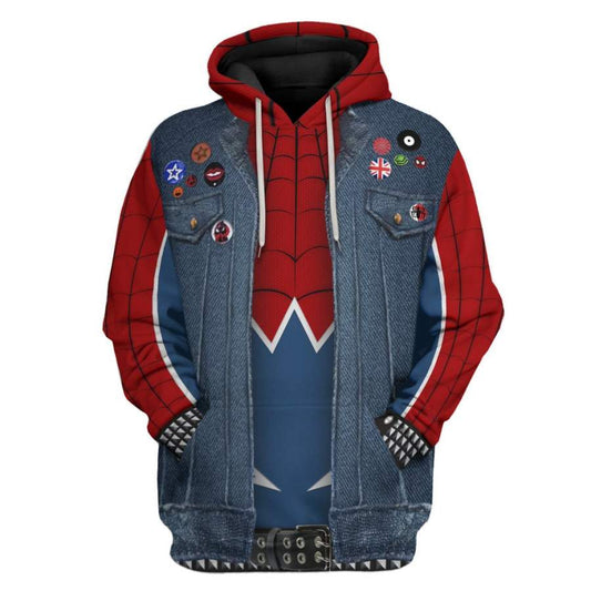 Spiderman Hoodie Marvel Spider Man Punk Suit Costume Hoodie Red Blue Unisex - Cozy Hoodie For Cold Weather