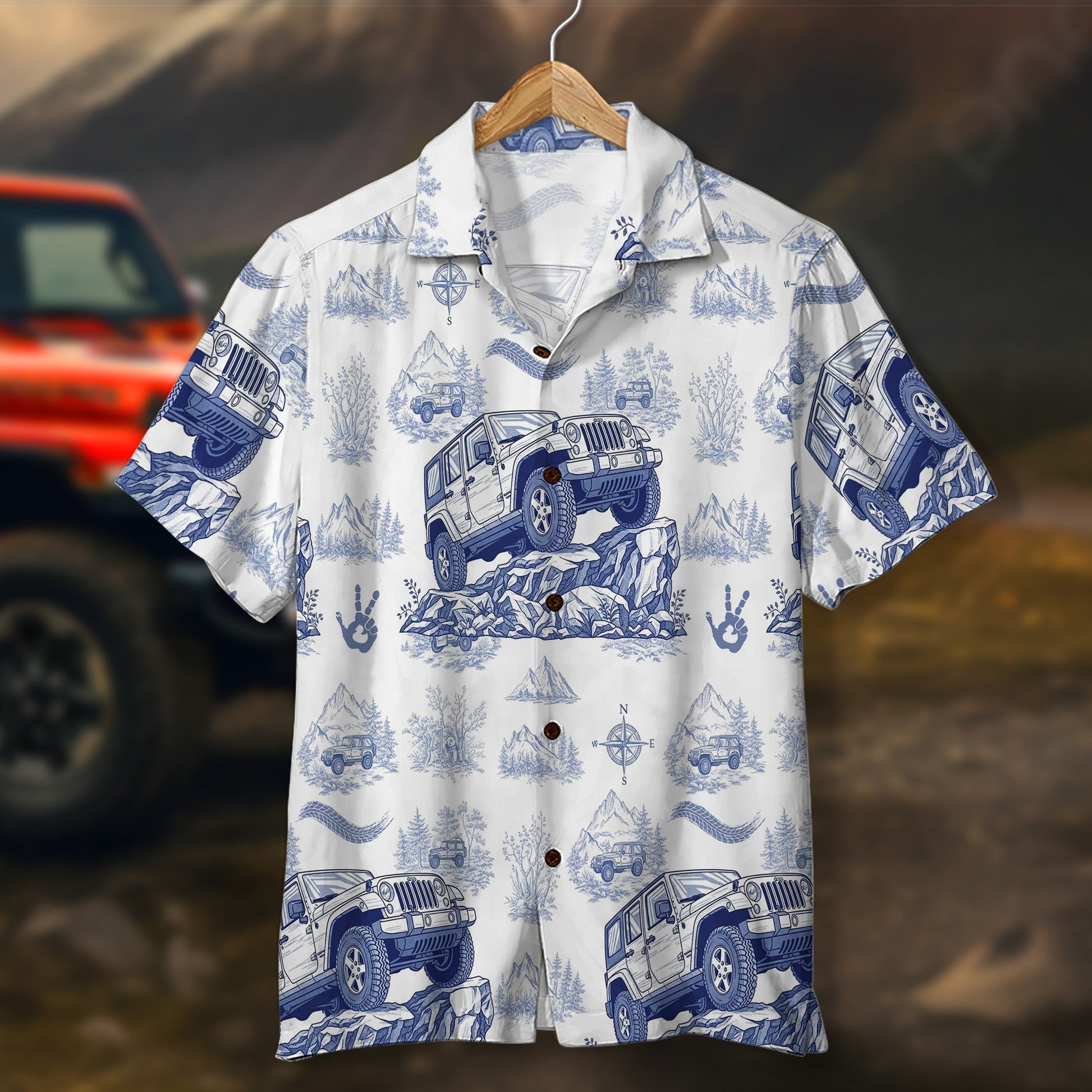 Gifts For Off-road Lovers, Vintage Toile Blue Pattern 02QHTN110625