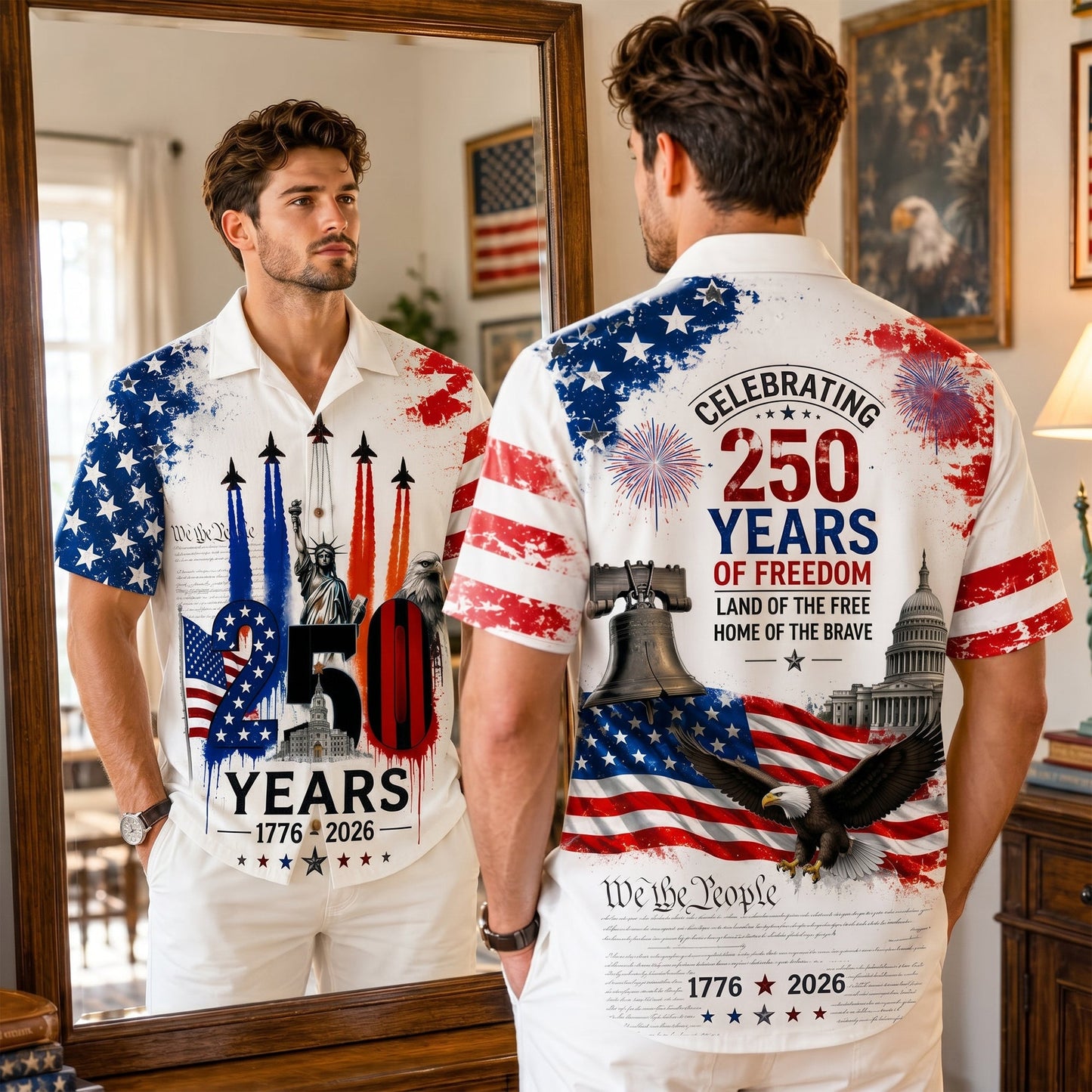 Proud American - Celebrated America 250th Anniversary Hawaiian Shirt - Gifts For Patriots 03nalu280526