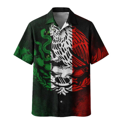 Mexico Flag Eagle Hawaiian Shirt, Mexican Pride Aloha Shirt, Patriotic Vintage Shirt