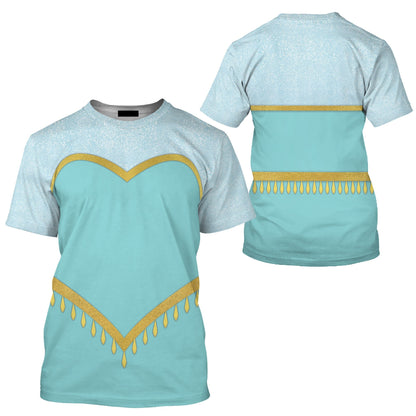 Disney T-Shirt Princess Jasmine Aladdin Costume T-Shirt Blue Unisex Adults New Release - Trendy Gift For Men & Women