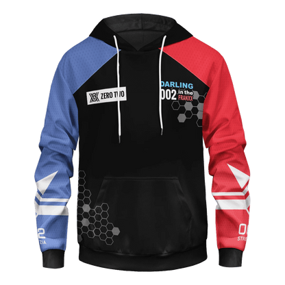  Darling In The Franxx Hoodie Darling In The Franxx Zero Two XX Bee Nest Pattern Black Hoodie Adult Unisex Anime Clothing