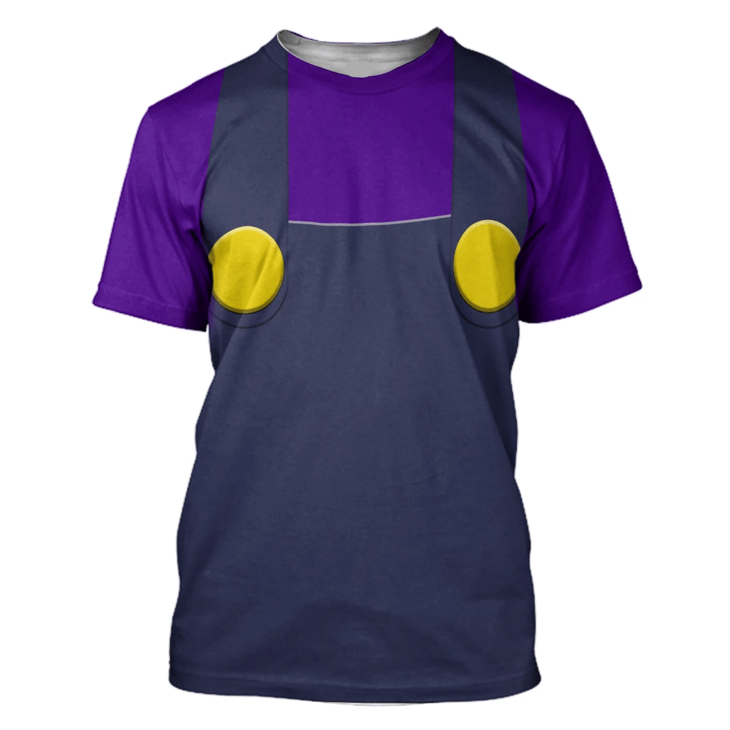 Super Mario Costume Hoodie Game Character Waluigi Costume T-Shirt Purple Unisex Adults - Trendy Gift For Men & Women