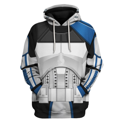 Starwars Hoodie Captain Rex Costume Starwars Cosplay T-Shirt White Blue Unisex Adults - Trendy Gift For Men & Women