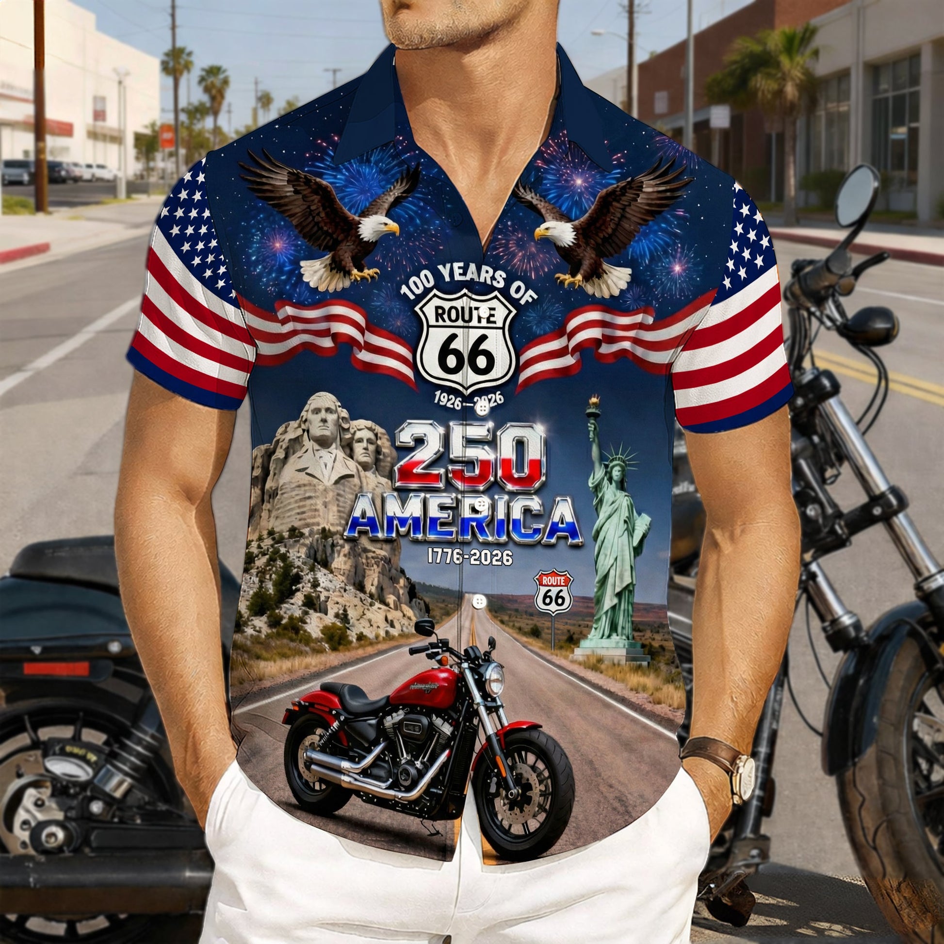 Proud American Motorcycle Hawaiian Shirt - Custom Photo Gifts For Bikers 03qhlu260226