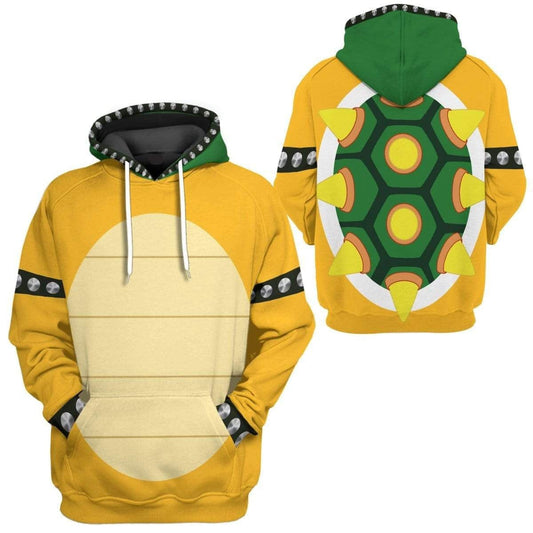 Super Mario Costume Hoodie Game Character Bowser Costume Hoodie Yellow Unisex Adults - Cozy Hoodie For Cold Weather
