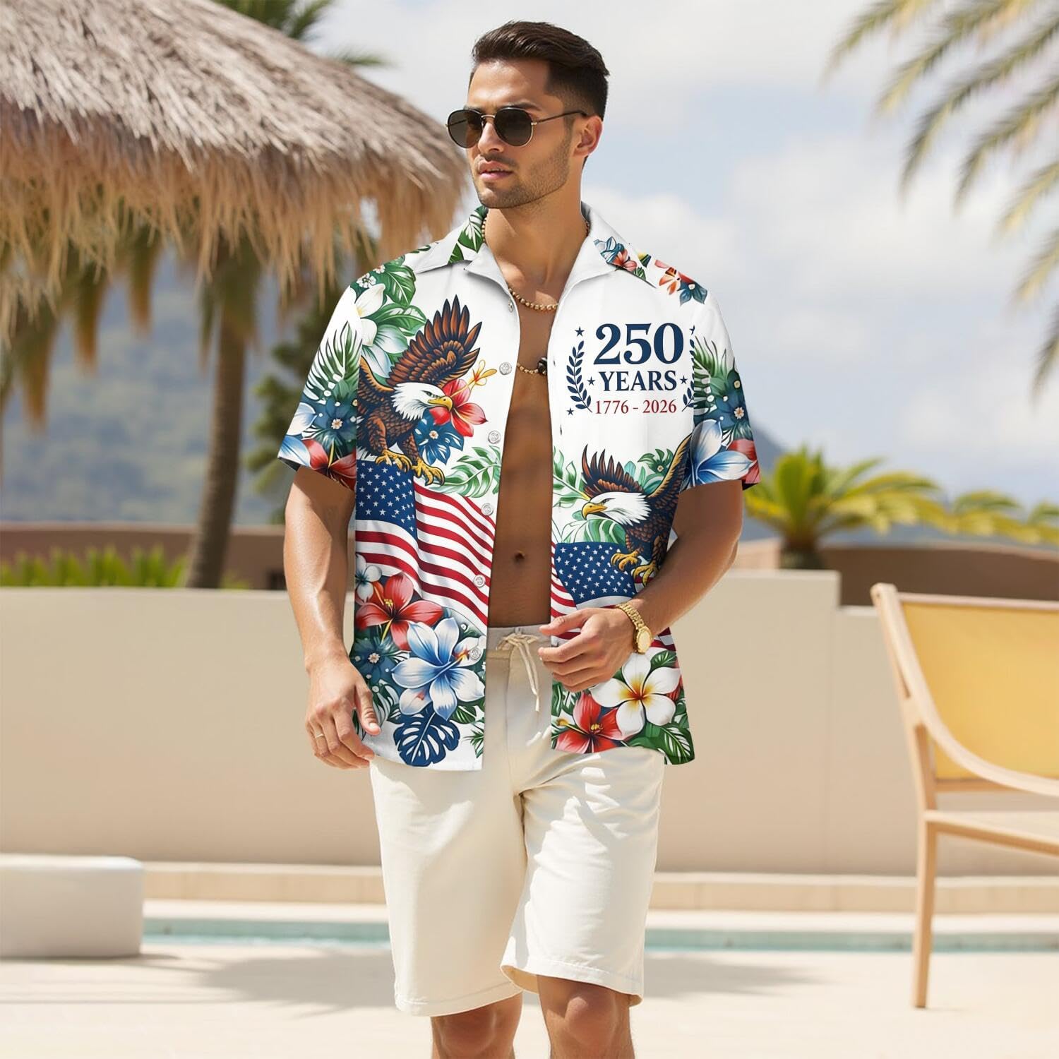 USA 250th Anniversary Hawaiian Shirt, Patriotic Eagle 4th Of July AOP Hawaii Shirt 685256