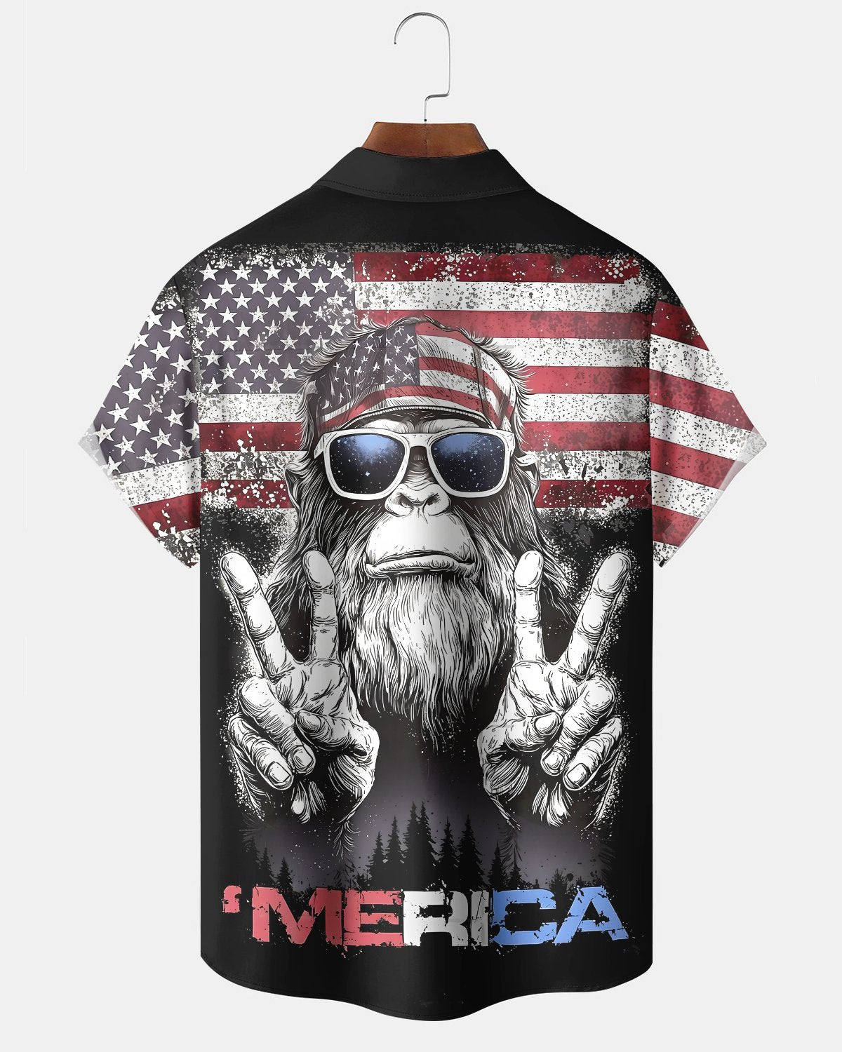 Alohadaddy® Men's Short-Sleeve Button-Down Shirt  Vintage-Style USA 250th Anniversary Graphic Print with Chest Pocket