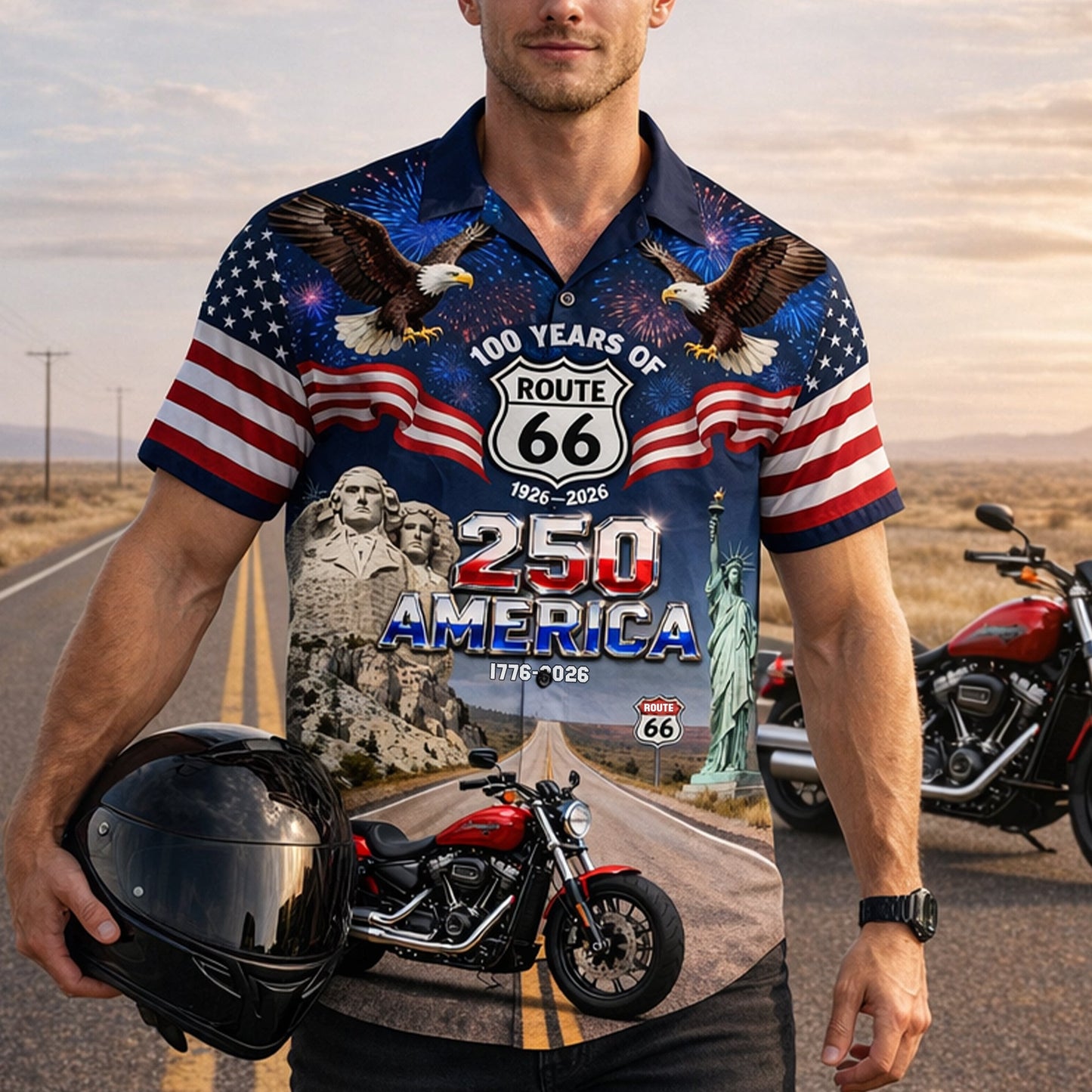 Proud American Motorcycle Hawaiian Shirt - Custom Photo Gifts For Bikers 03qhlu260226