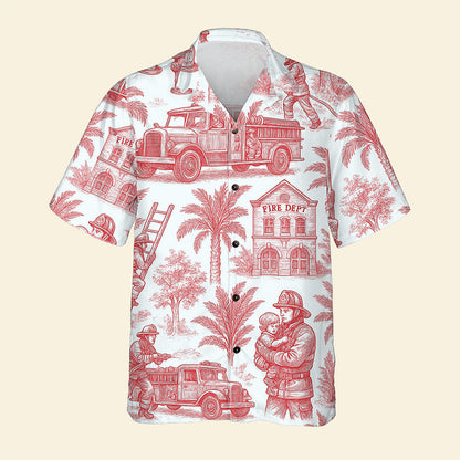 Firefighter Toile de Jouy Hawaiian Shirt - Gifts For Firefighters 04PGQN030725