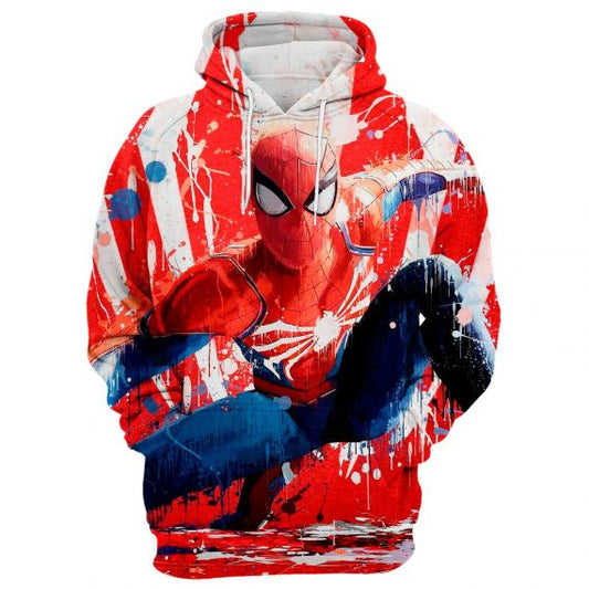 Spiderman Hoodie Marvel Spiderman Color Painting Graphic Hoodie Red White Unisex - Cozy Hoodie For Cold Weather