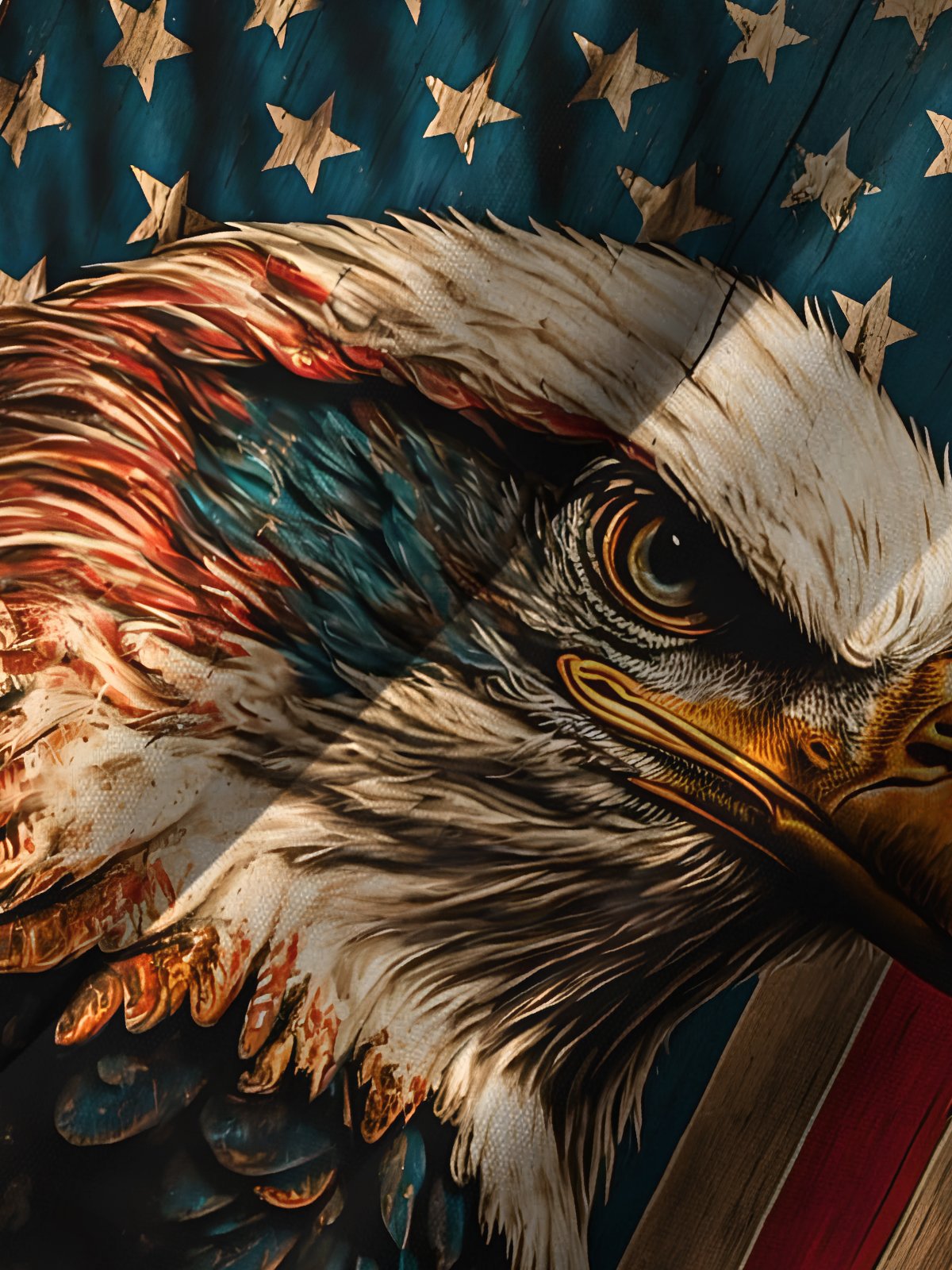 Alohadaddy Casual Independence Day American Flag Eagle Drawing Art Button Cardigan Pocket Stretch Large Size Long Short Sleeve Shirt