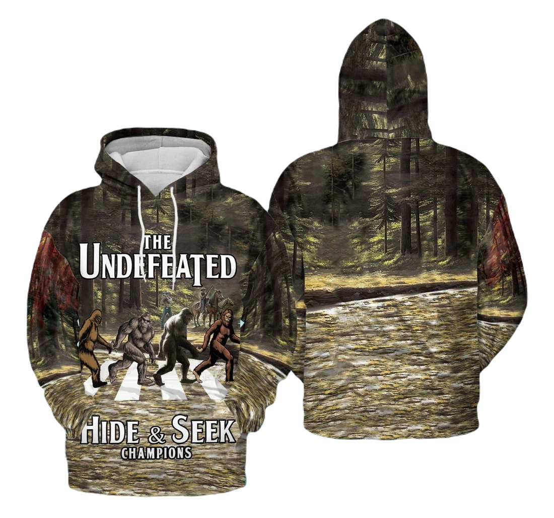 Bigfoot Hoodie Bigfoot The Undefeated Hide Seek Champion Hoodie Green Unisex - Cozy Hoodie For Cold Weather