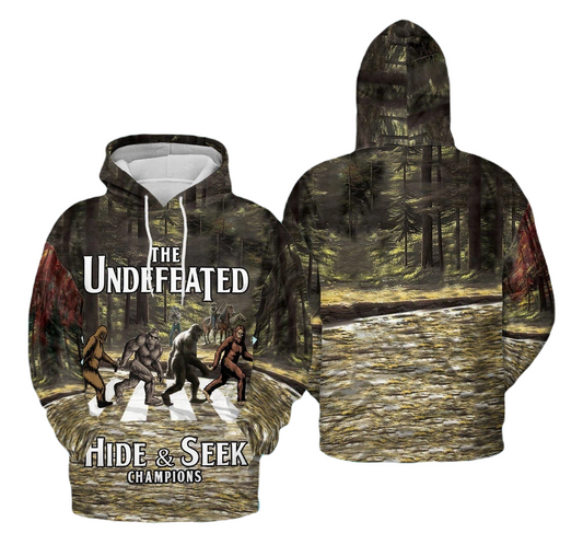 Bigfoot Hoodie Bigfoot The Undefeated Hide Seek Champion Hoodie Green Unisex - Cozy Hoodie For Cold Weather