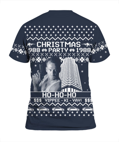 Die Hard Hoodie Christmas Party 1988 Hohoho Yippee Ki Yay Die Hard T-Shirt Black White Unisex - Trendy Gift For Men & Women