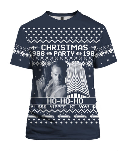 Die Hard Hoodie Christmas Party 1988 Hohoho Yippee Ki Yay Die Hard T-Shirt Black White Unisex - Trendy Gift For Men & Women