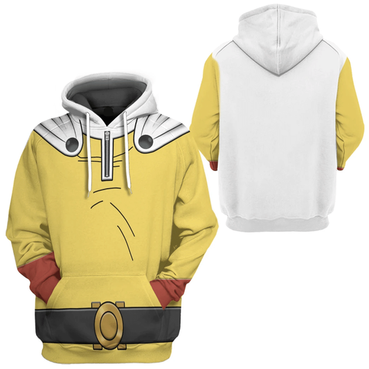 One Punch Man Hoodie Saitama One Punch Man Costume T-Shirt White Yellow Unisex Adults New Release - Trendy Gift For Men & Women