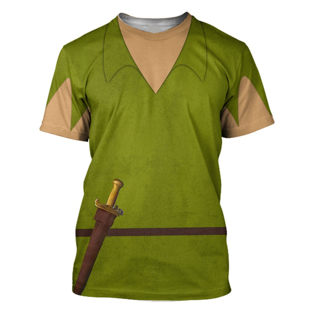 Disney Hoodie Peter Pan Costume T-Shirt Green Unisex Adults New Release - Trendy Gift For Men & Women