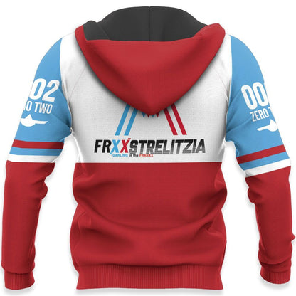  Darling In The Franxx Hoodie Darling In The Franxx Strelitzia 02 White Blue Red Hoodie Adult Unisex Anime Clothing