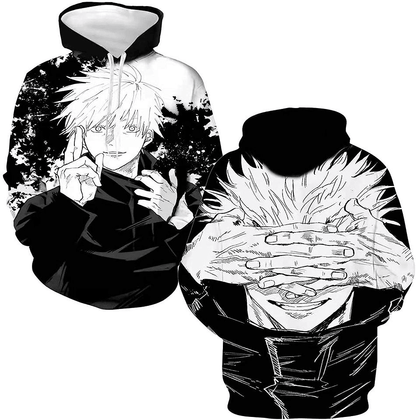 Jujutsu Kaisen Hoodie Jujutsu Kaisen Gojo Satoru Eyes Covering Hoodie Black White Unisex - Cozy Hoodie For Cold Weather