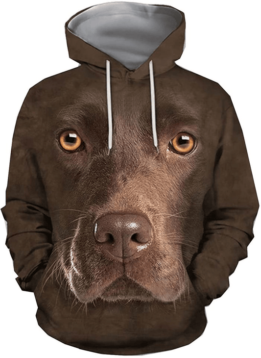 Dog Hoodie Chocolate Labrador Face Hair Graphic Hoodie Brown Unisex - Cozy Hoodie For Cold Weather