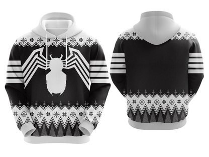 Spiderman Hoodie Marvel Gwen Stac Spider Symbol Christmas Pattern Hoodie Black White Unisex - Cozy Hoodie For Cold Weather