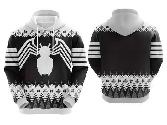 Spiderman Hoodie Marvel Gwen Stac Spider Symbol Christmas Pattern Hoodie Black White Unisex - Cozy Hoodie For Cold Weather
