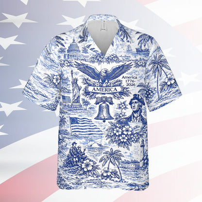 250 Years of America Hawaiian Shirt 1776–2026 | Vintage Patriotic AOP Hawaii Shirt | 4th of July Shirt 684725