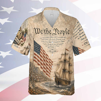 Patriotic 250 Years USA Hawaiian Shirt, Vintage We The People 1776–2026 AOP Hawaiian Shirt 685056