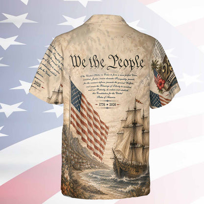 Patriotic 250 Years USA Hawaiian Shirt, Vintage We The People 1776–2026 AOP Hawaiian Shirt 685056
