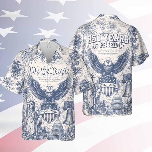 Vintage USA 250 Years Of Freedom Hawaiian Shirt, We The People Tee, Patriotic 4th Of July Hawaii Shirt 685098