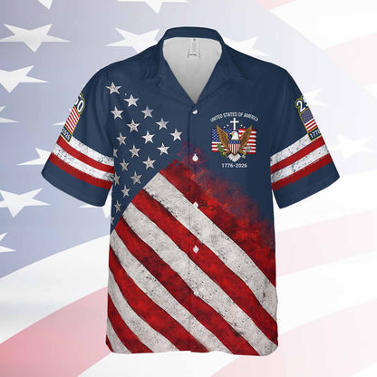 USA 250th Anniversary Hawaiian Shirt, Patriotic USA Flag AOP Hawaii Shirt 685114