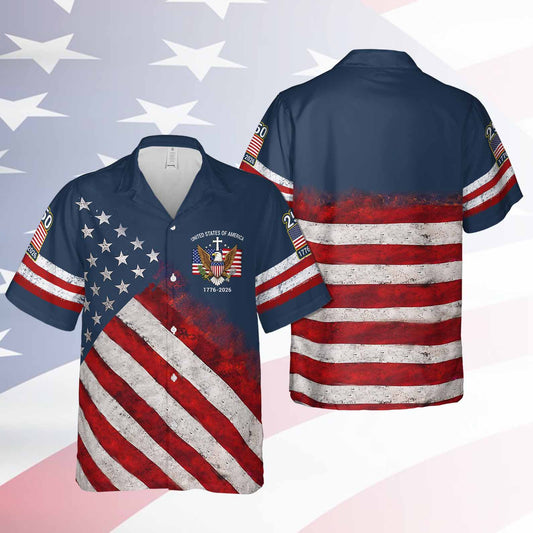 USA 250th Anniversary Hawaiian Shirt, Patriotic USA Flag AOP Hawaii Shirt 685114