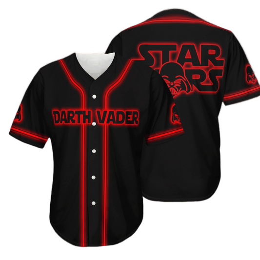 Star Wars Jersey Neon Light Star Wars Darth Vader Helmet Black Jersey Shirt Baseball for Men