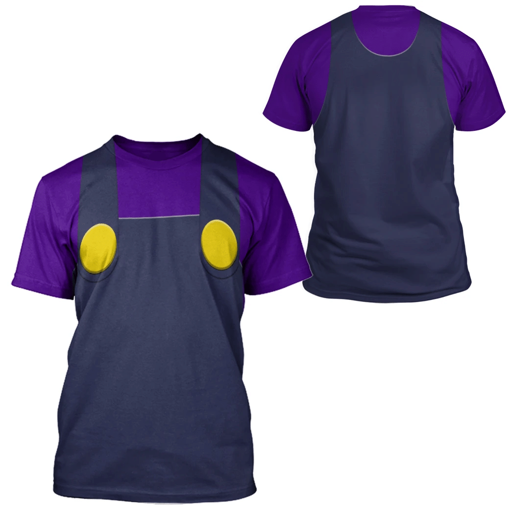 Super Mario Costume Hoodie Game Character Waluigi Costume T-Shirt Purple Unisex Adults - Trendy Gift For Men & Women