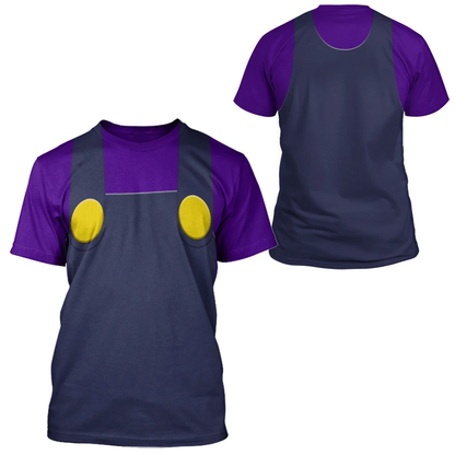 Super Mario Costume Hoodie Game Character Waluigi Costume T-Shirt Purple Unisex Adults - Trendy Gift For Men & Women